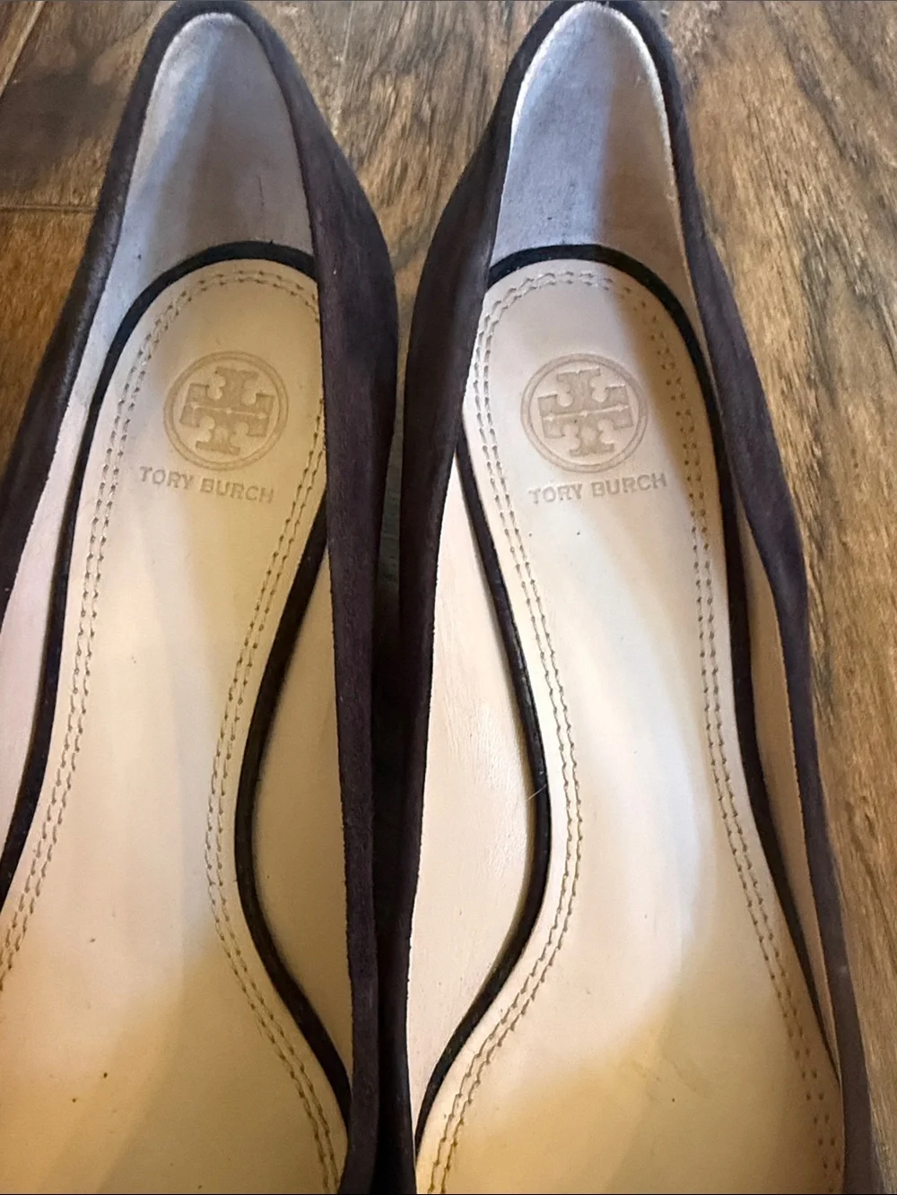 Tory Burch Astoria brown suede wedges, size 10.5